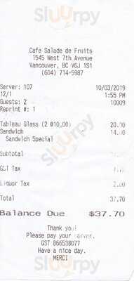 Salade De Fruits Cafe