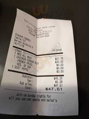 Pauls Pizza Steakhouse & Lounge