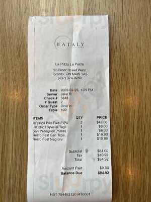La Pizza & La Pasta - Eataly Toronto