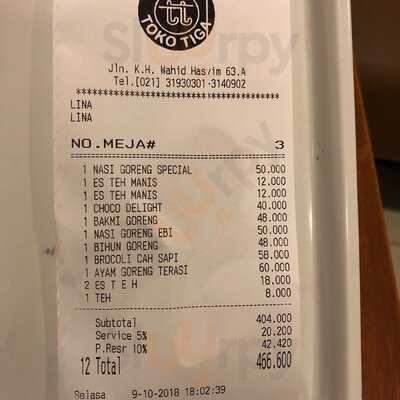 Bakmi Toko Tiga Wahid Hasyim