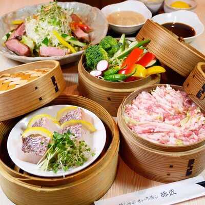 豚しゃぶ せいろ蒸し 豚匠 なんば邸