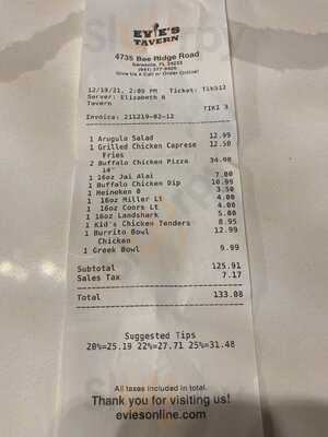 Evie's Tavern & Grill On Bee Ridge