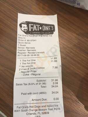 Fat One's Hot Dogs & Italian Ice