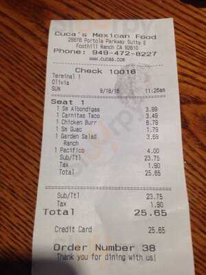 Cuca's Mexican Food - Foothill Ranch
