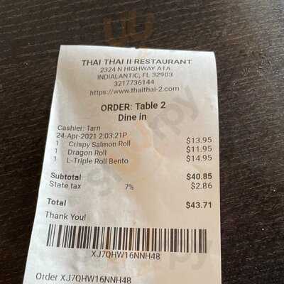 Thai Thai Ii Restaurant