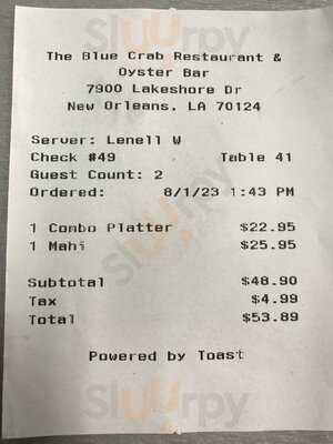 The Blue Crab Restaurant And Oyster Bar