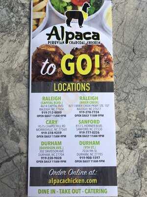 Alpaca Peruvian Charcoal Chicken