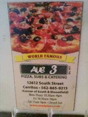 Ave 3 Pizza, Subs Catering
