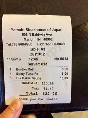 Yamato Steakhouse Of Japan