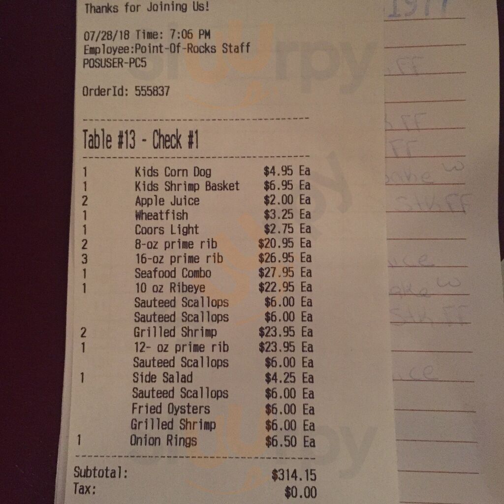 Point Of Rocks Restaurant